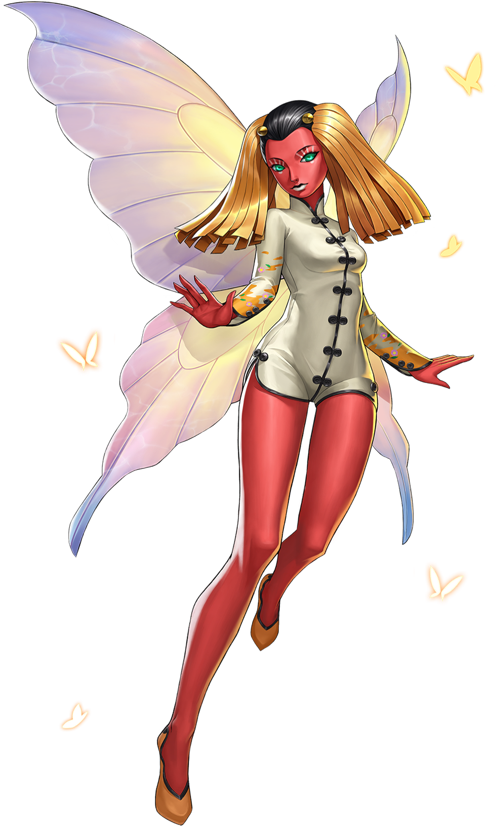 1girl, artist_request, black_hair, bug, butterfly, butterfly_wings, china_dress, chinese_clothes