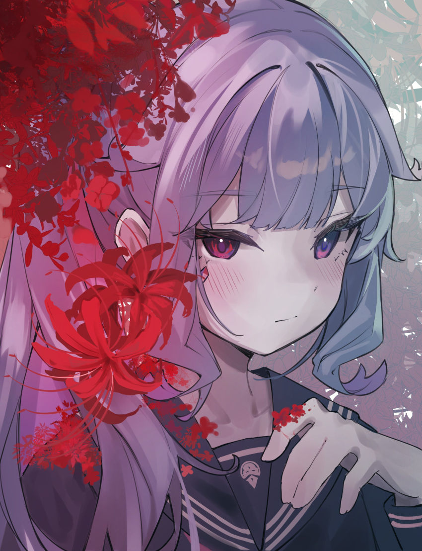 1girl, absurdres, collarbone, cosplay, flower, highres, hololive, hololive_english