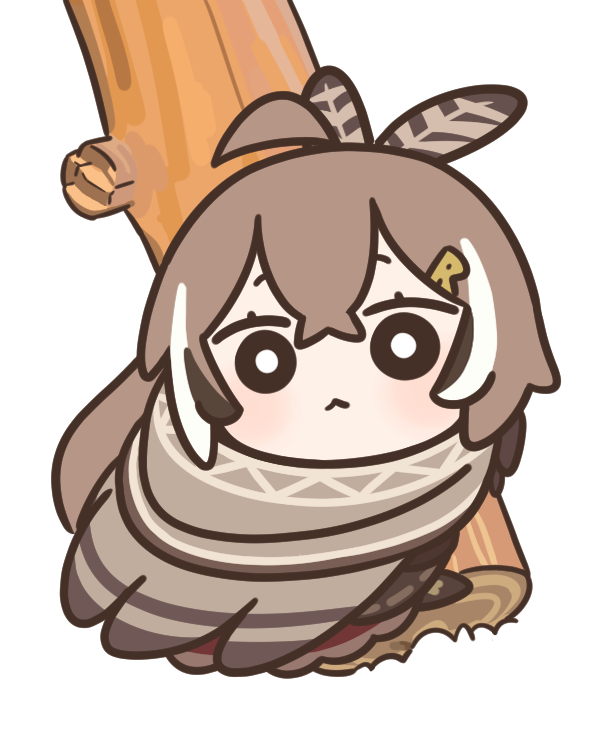 ahoge, bird_tail, bloodymoonia, branch, brown_capelet, brown_cloak, brown_corset, capelet