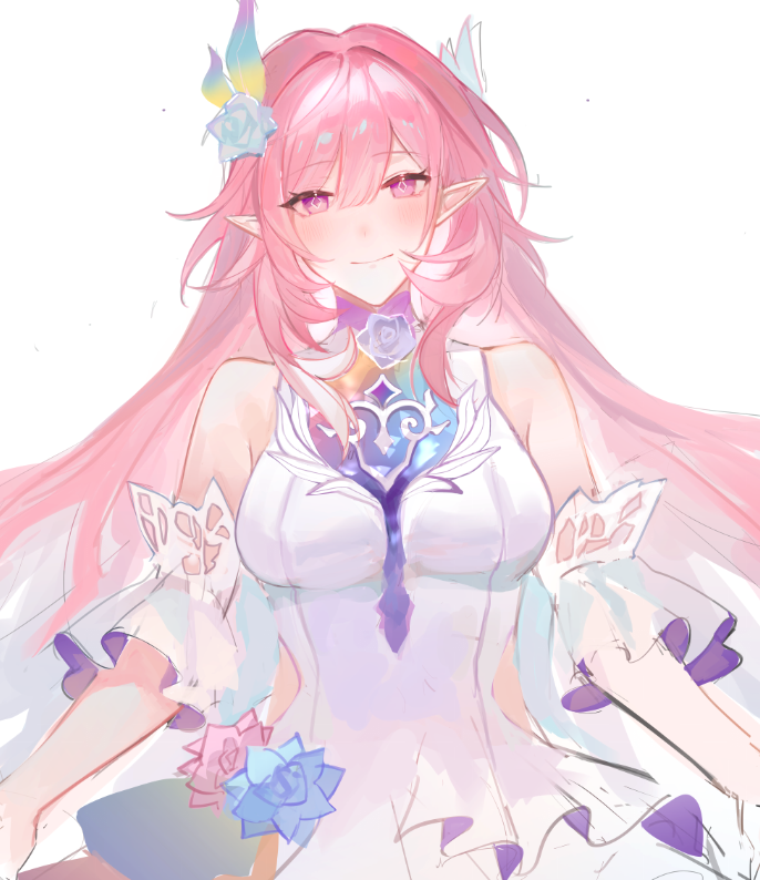 1girl, bare_shoulders, breasts, commentary, cyrene_(ripples_of_past_reverie)_(honkai:_star_rail), detached_sleeves, diamond-shaped_pupils, diamond_(shape)