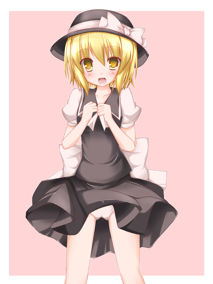 blonde_hair, gorujitai, hat, panties, pantyshot, solo, touhou, touhou_(pc-98)