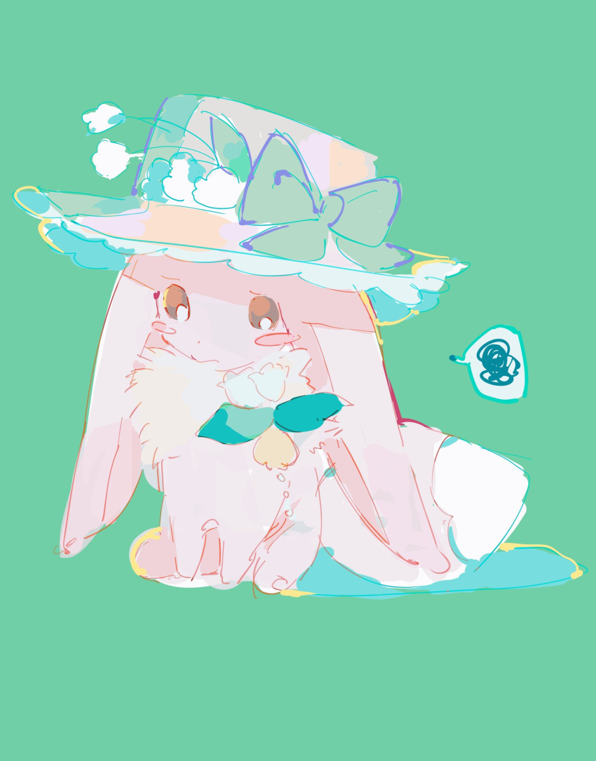 animal_focus, blush_stickers, bow, brown_eyes, ciuchviicuq, closed_mouth, clothed_pokemon, eevee