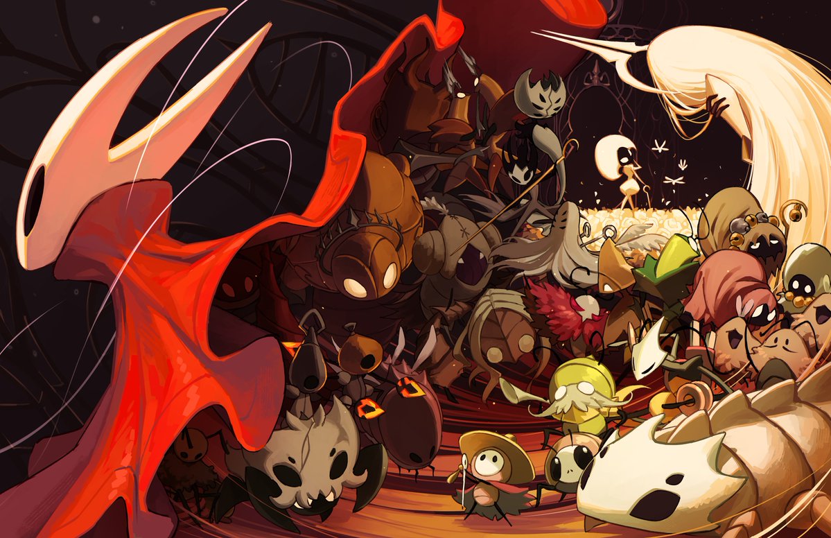 beard, bell_beast_(hollow_knight), black_skin, bug, butterfly, character_request, cloak, colored_skin