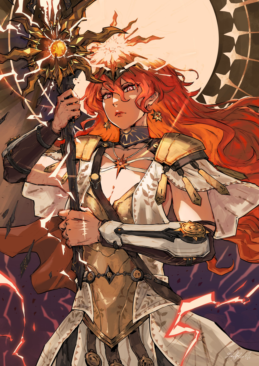 1girl, :|, absurdres, arm_guards, armor, augusta_(wuthering_waves), breastplate, closed_mouth