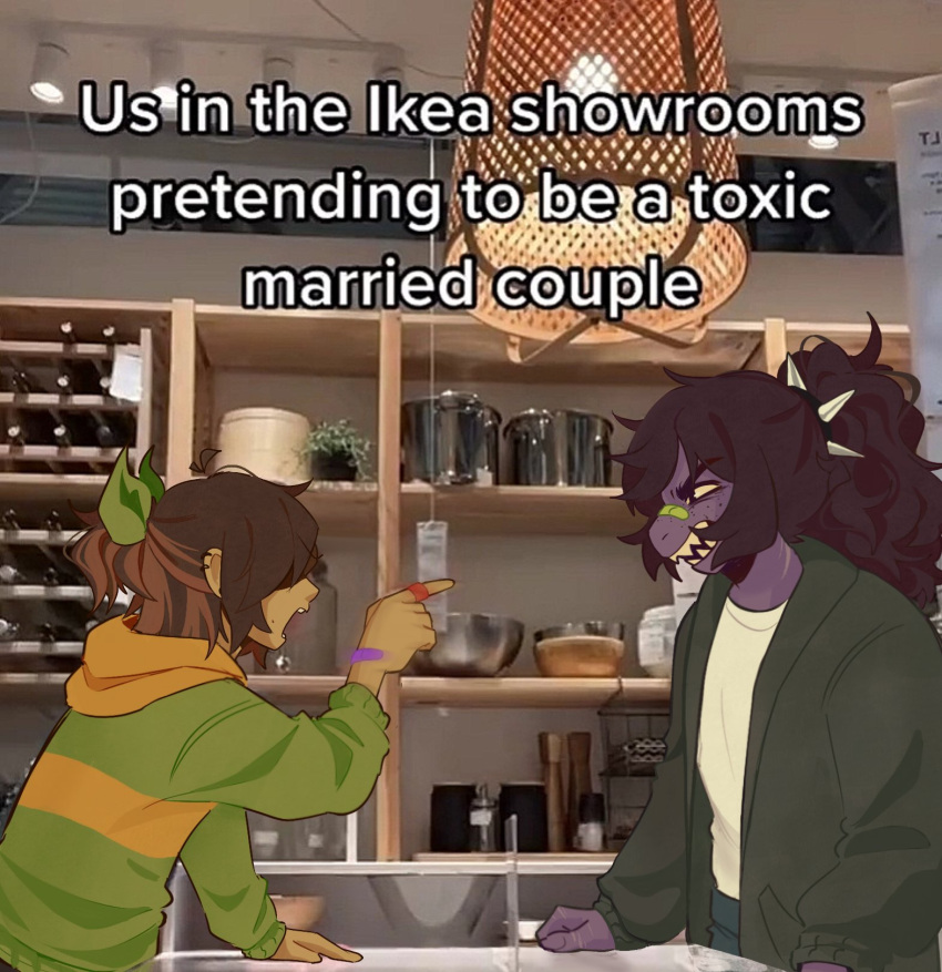 1girl, 1other, bandaid, bandaid_on_face, bandaid_on_hand, bandaid_on_nose, brown_hair, cherriinie