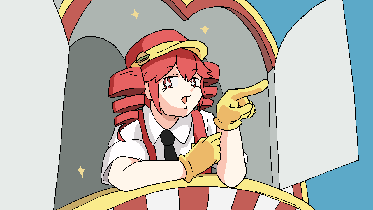 +_+, 1girl, black_necktie, collared_shirt, commentary_request, drill_hair, gloves, hat