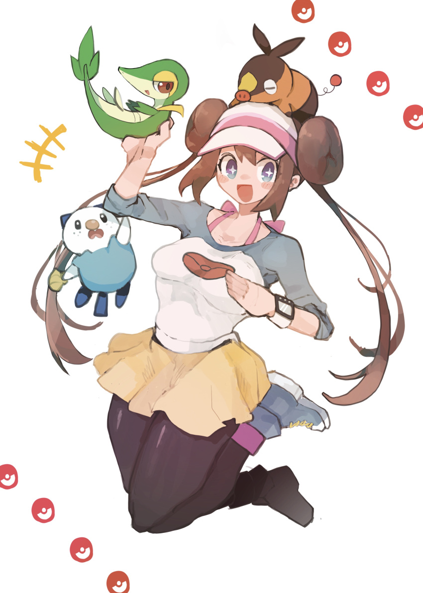 1girl, absurdres, black_pantyhose, blue_eyes, brown_hair, double_bun, hair_bun, hat