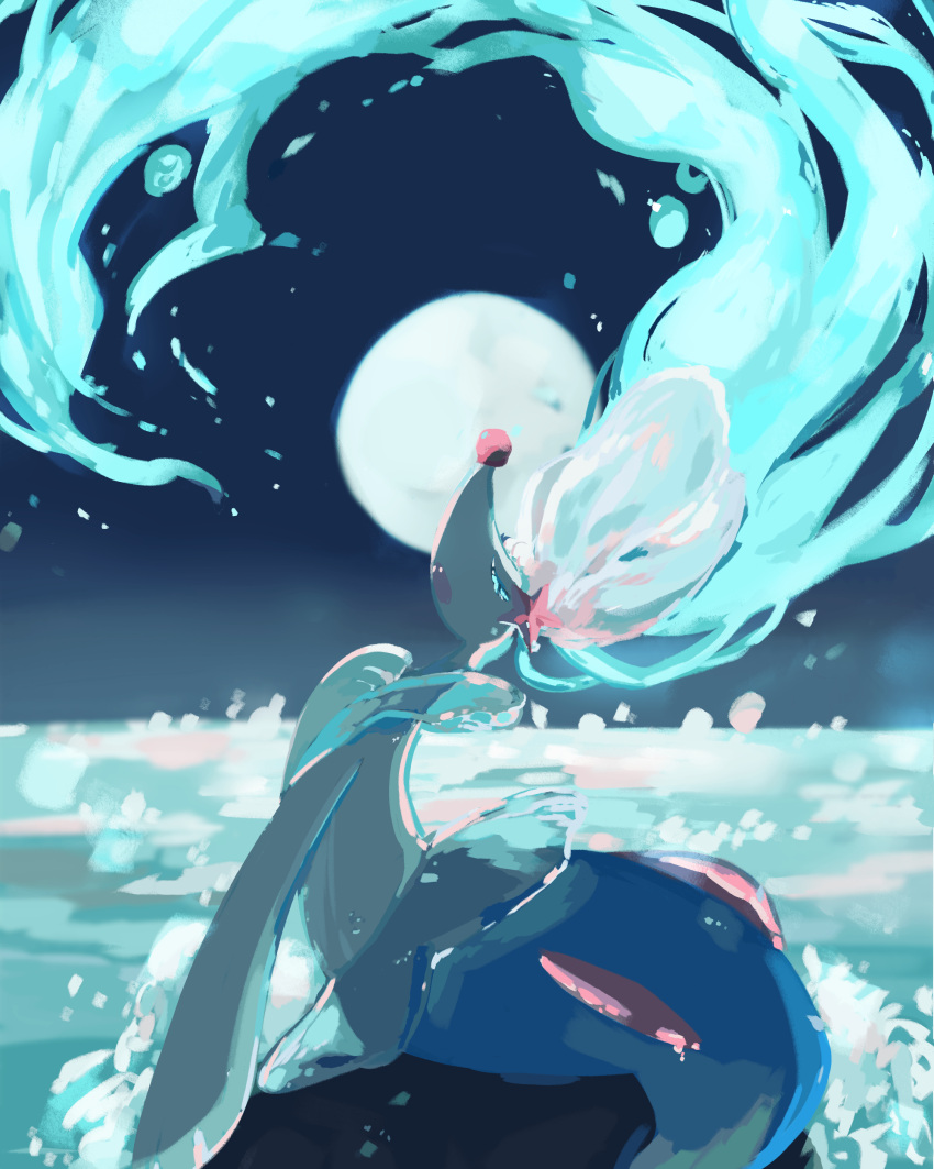 1girl, absurdres, blue_hair, bubble, closed_eyes, colored_eyelashes, draw_pann33, floating_hair