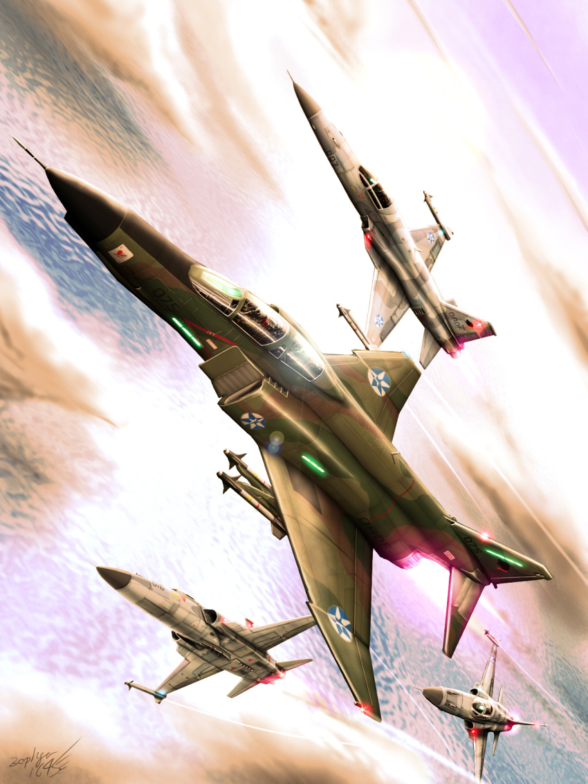 ace_combat_5, afterburner, airplane, cloud, clouds, condensation_trail, contrail, dutch_angle