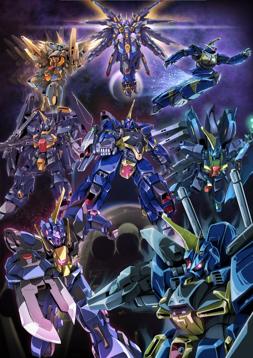 barzam, bazooka_(gundam), beam_cannon, beam_rifle, energy_gun, fin_funnels, funnels_(gundam), glowing