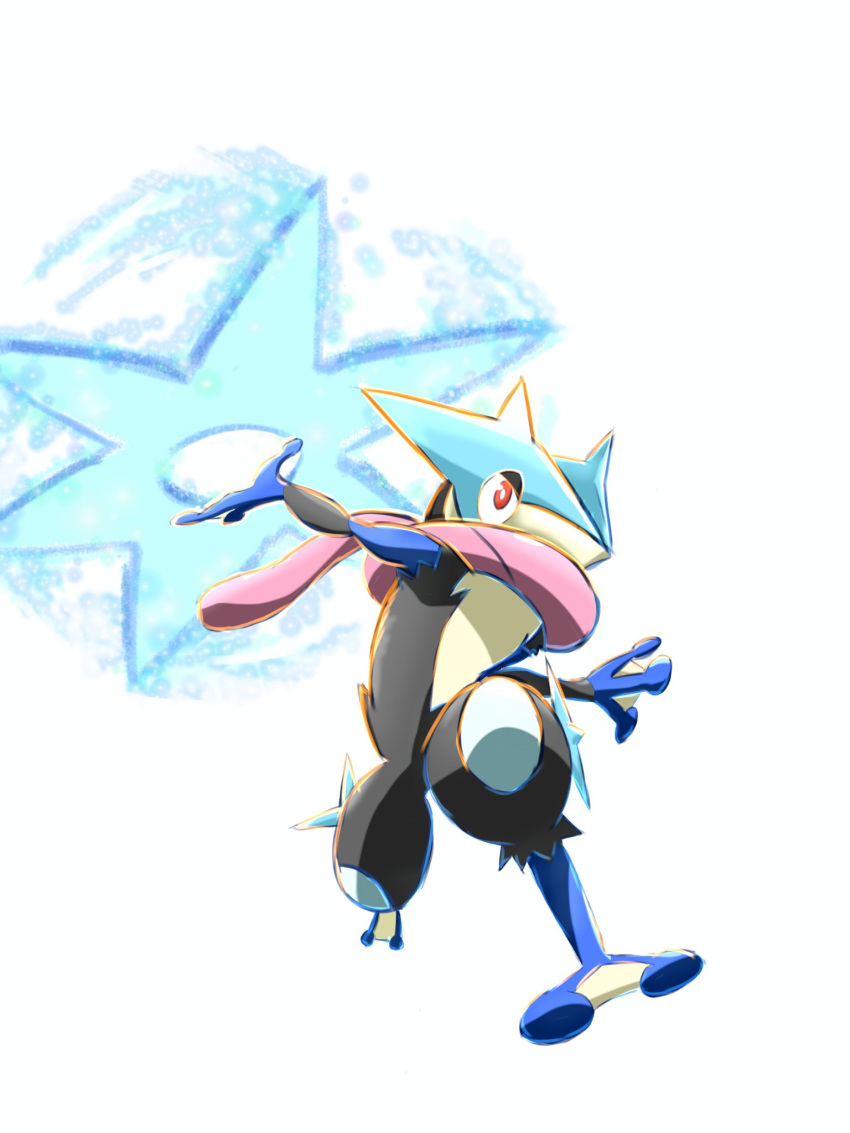 arm_up, frog, full_body, greninja, highres, jaegissb, long_tongue, mega_greninja