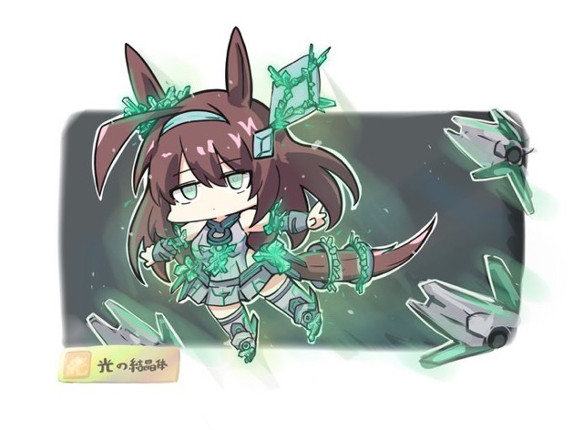 1girl, ahoge, alternate_eye_color, animal_ears, breasts, brown_hair, chibi, closed_mouth