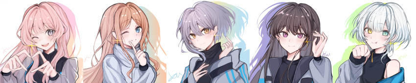 5girls, absurdres, bang_dream!, bang_dream!_it's_mygo!!!!!, black_hair, black_shirt, blue_eyes, brown_eyes