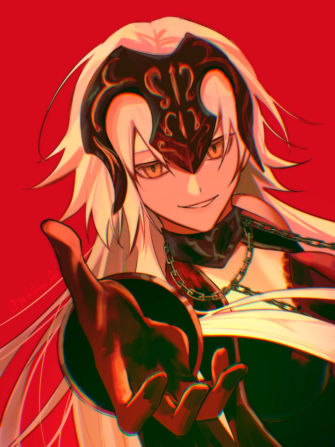 1girl, armor, armored_dress, black_gloves, chain, choker, dress, fate/grand_order