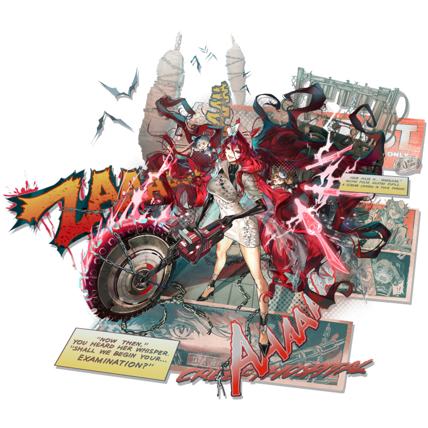 !, !!, 1girl, ajani_(arknights), ajazi_(arknights), animal_ears, arknights, axe