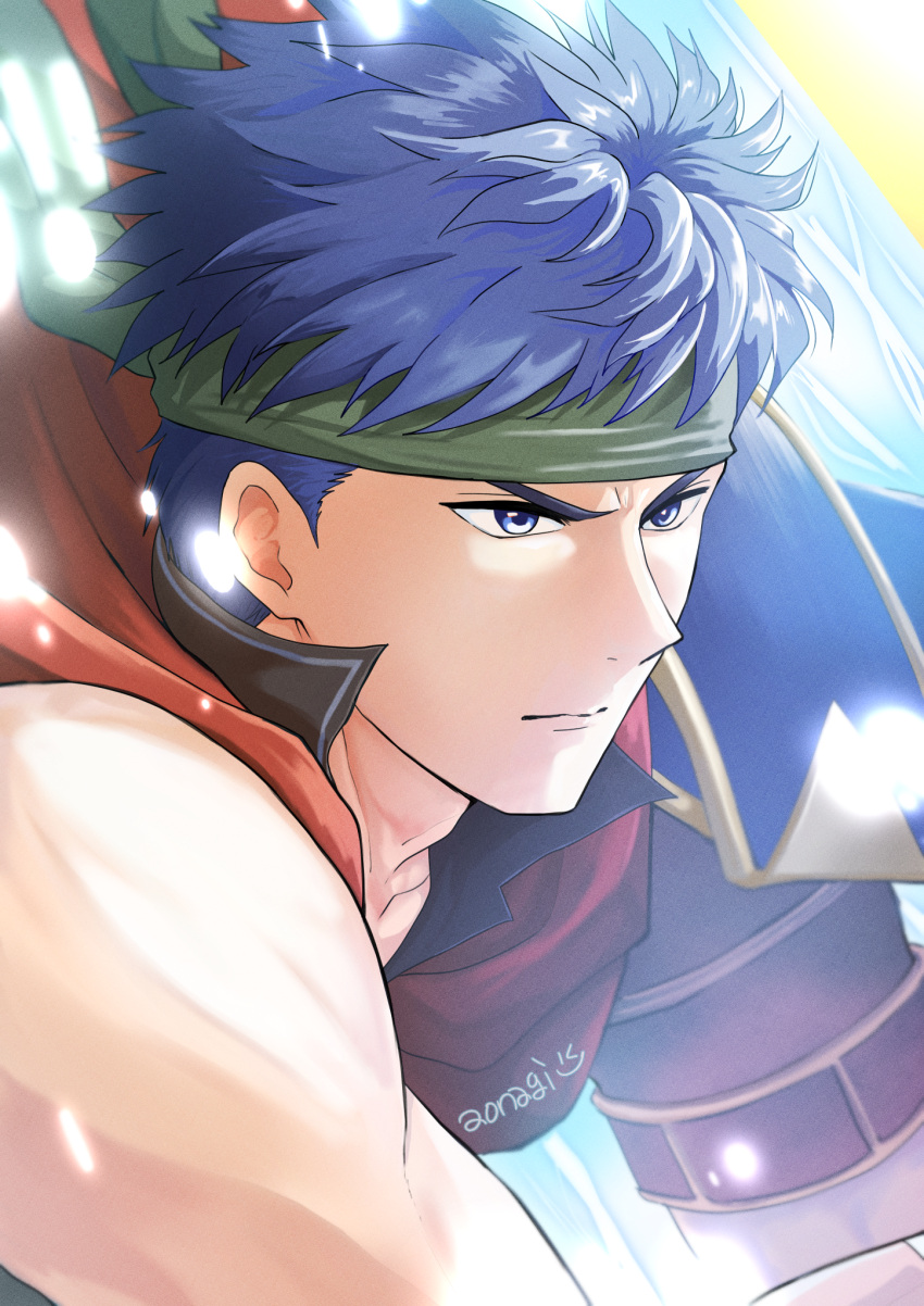 1boy, aonagimay, armor, blue_eyes, blue_hair, commentary_request, fire_emblem, fire_emblem:_radiant_dawn