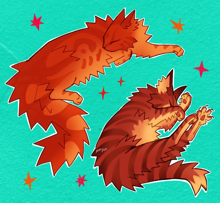 animal, animal_focus, aqua_background, brown_cat, cat, claws, closed_eyes, commentary
