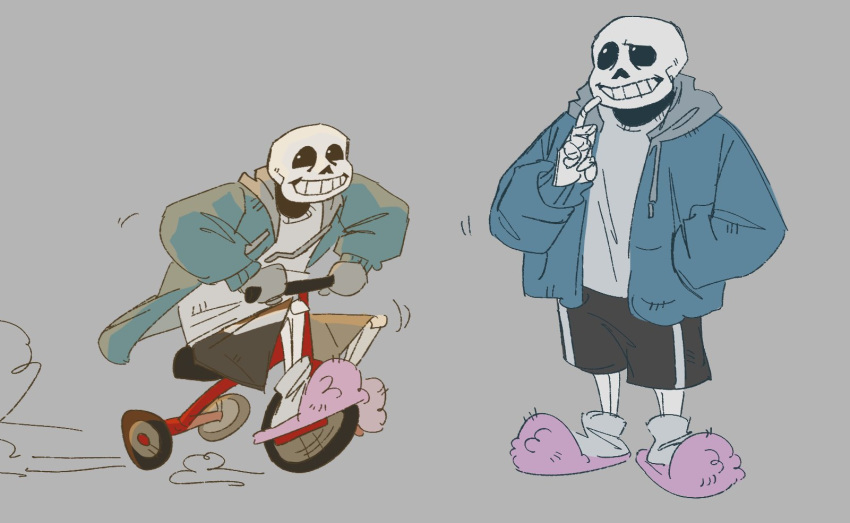 1boy, 2024, 2d, black_shorts, blue_jacket, digital_media, full_body, grey_background