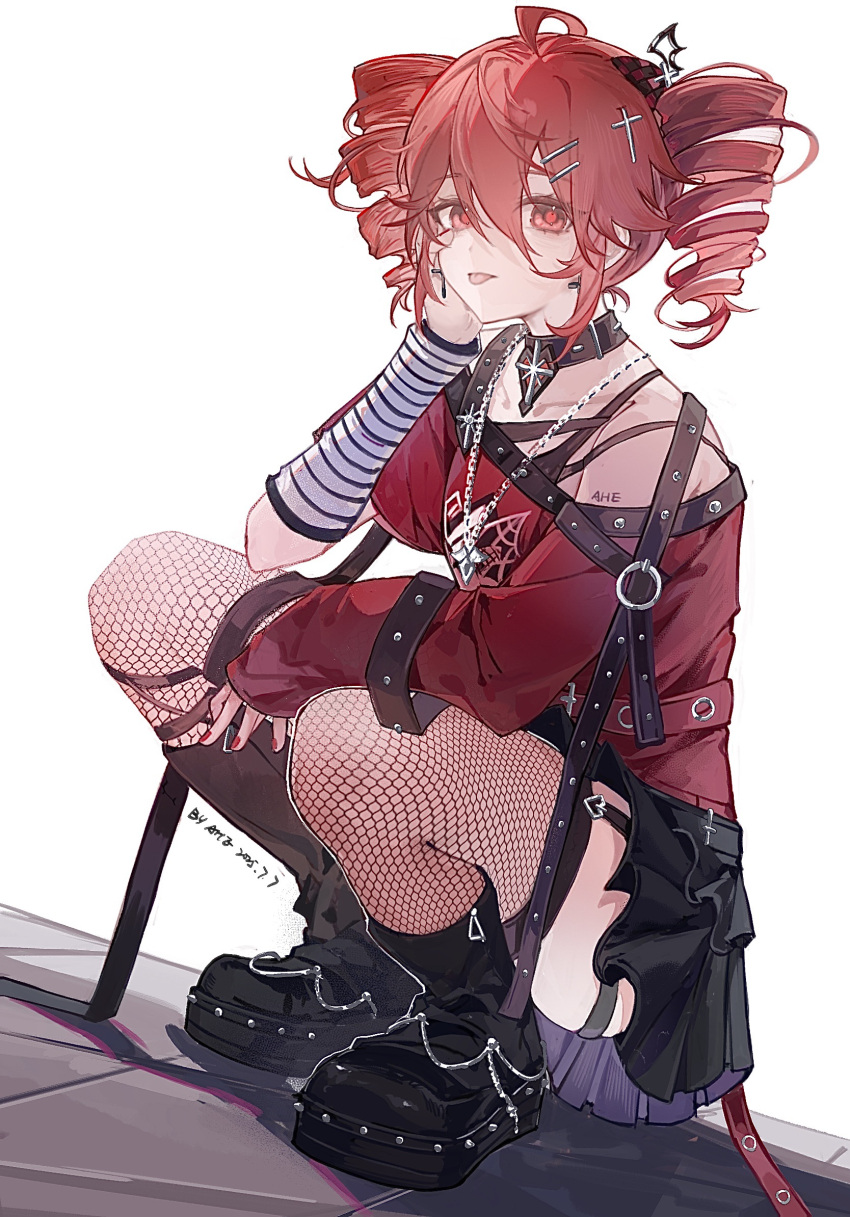 1girl, ahe63011, alternate_costume, arm_rest, arm_warmers, belt, black_belt, black_boots