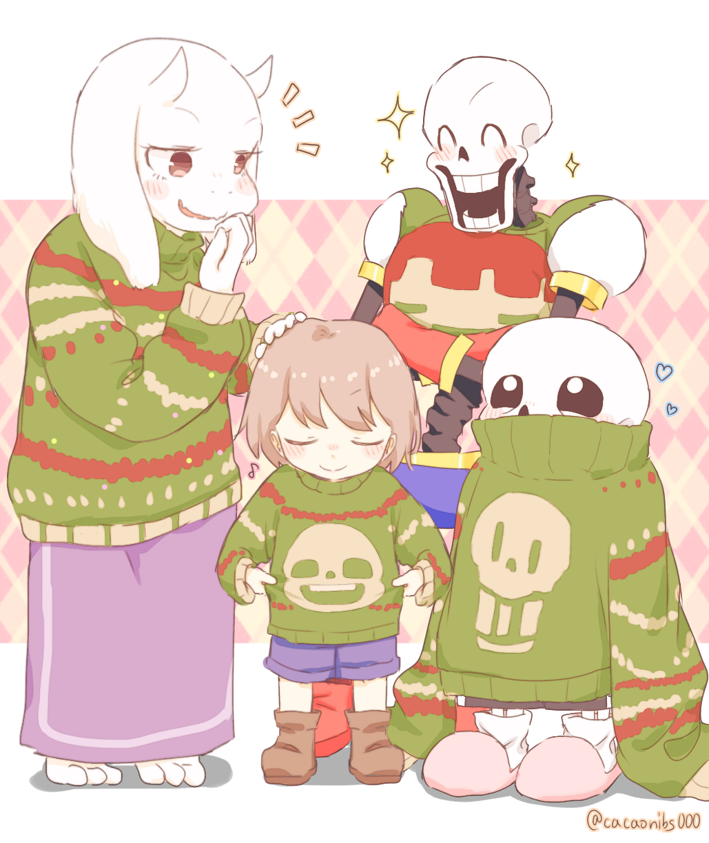 1girl, 1other, 2022, 2boys, 2d, ^_^, ambiguous_gender, animal_ears
