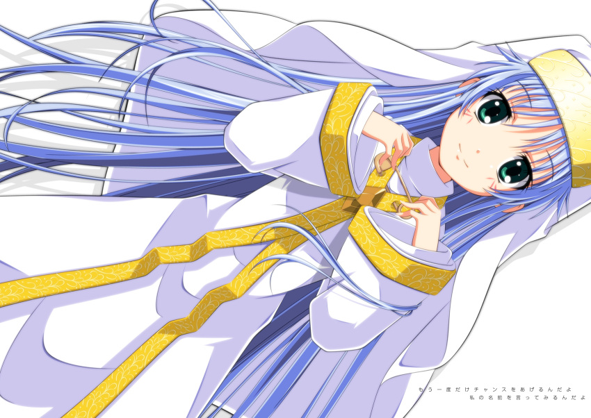 blue_hair, green_eyes, habit, highres, index, kasalelia, long_hair, mattete_koisanman