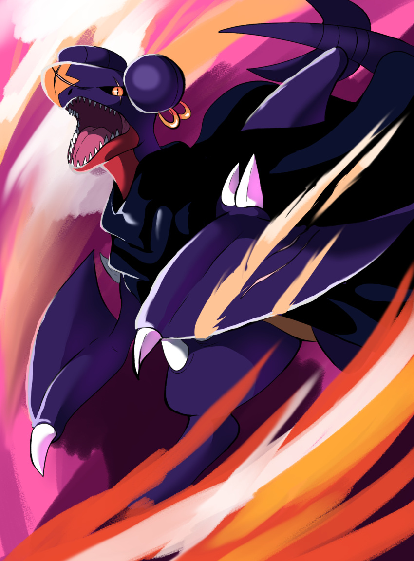 1other, black_cloak, border, cloak, clothed_pokemon, colored_sclera, dragon, dragon_tail