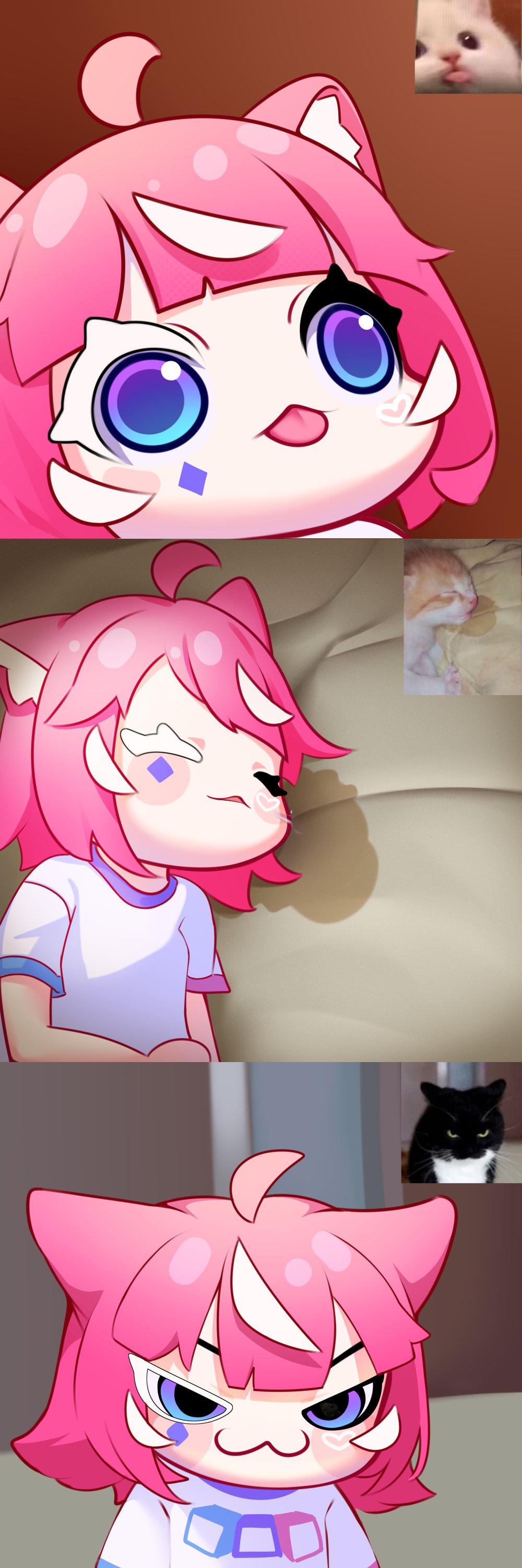 1girl, :3, absurdres, ahoge, animal_ear_fluff, animal_ears, blue_eyes, blunt_bangs
