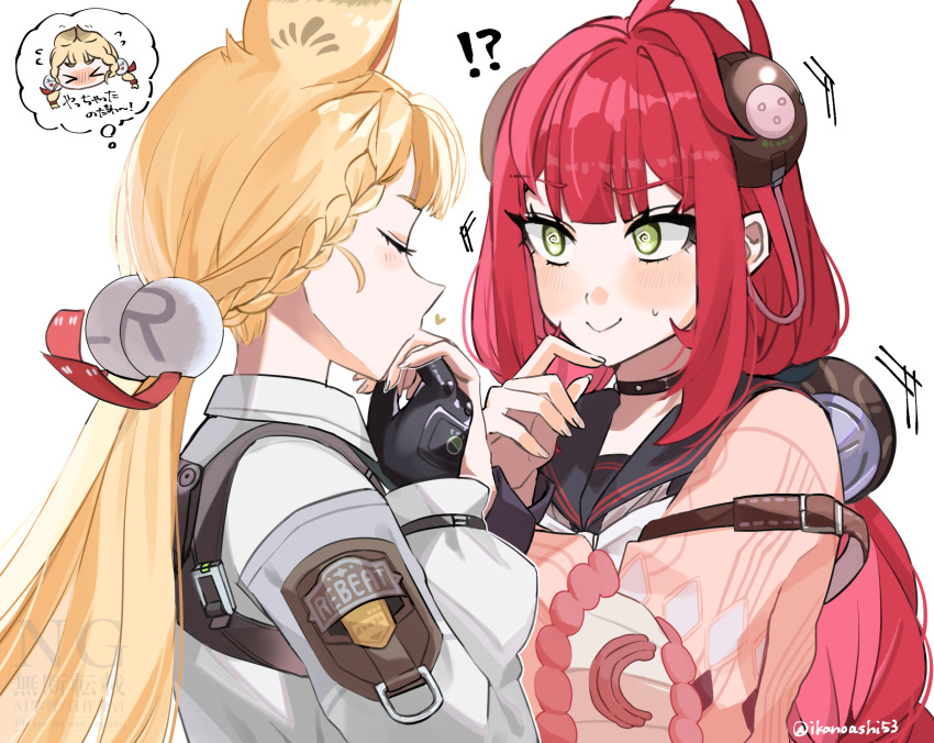 1girl, alice_thymefield, animal_ears, blonde_hair, braid, braided_twintails, breasts, hair_ornament