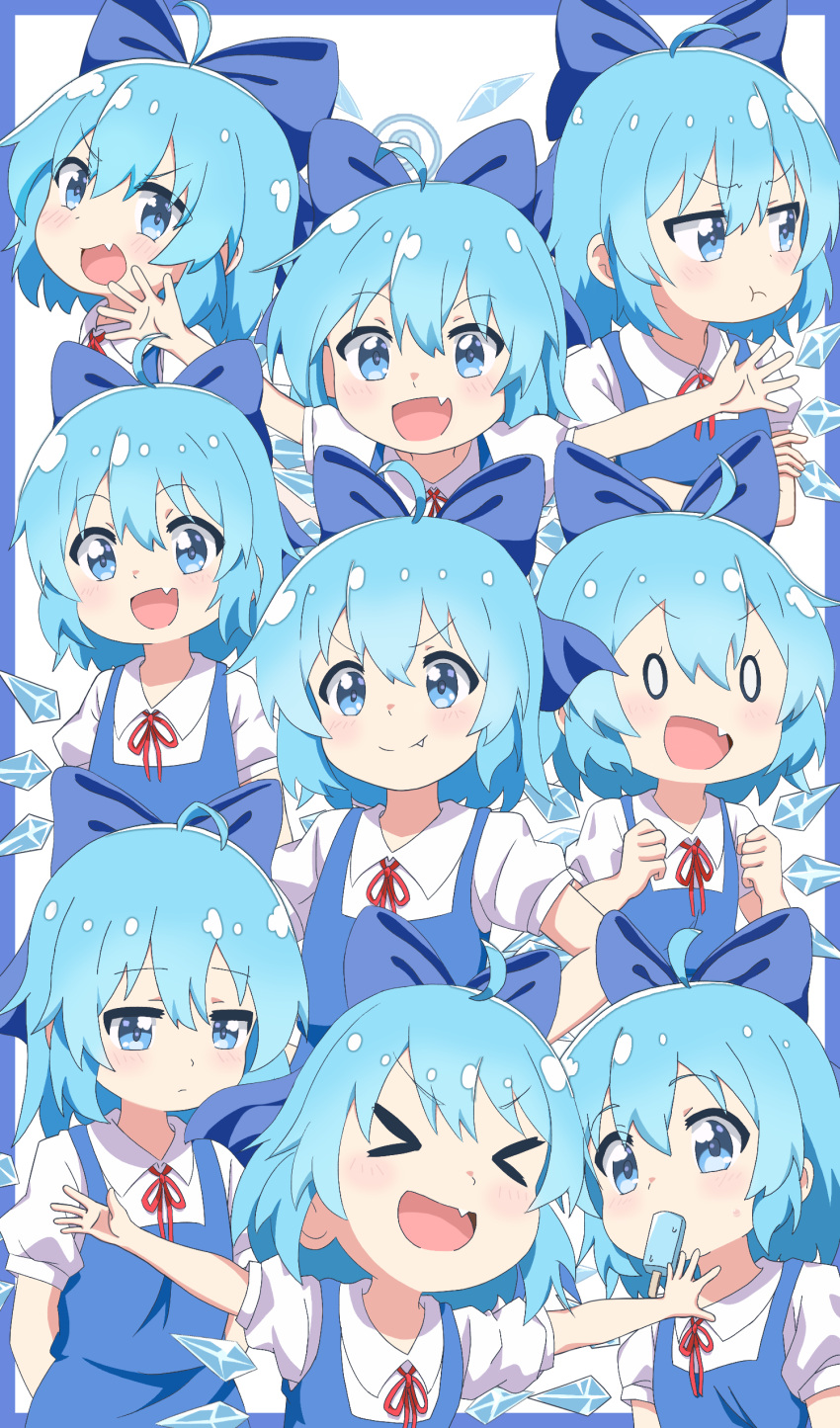 >_<, 0_0, 1girl, :t, absurdres, ahoge, averting_eyes, blue_border