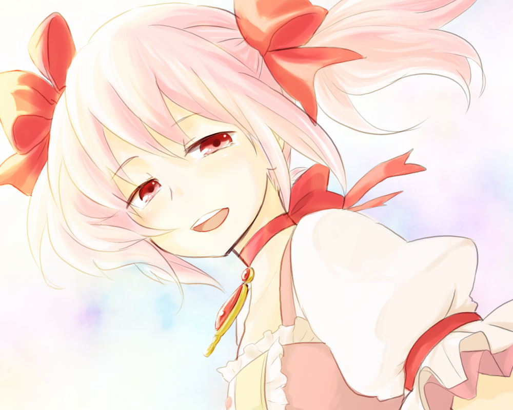 mahou_shoujo_madoka_magica, pani_(aperitif), pink_eyes, pink_hair, ribbon, tears