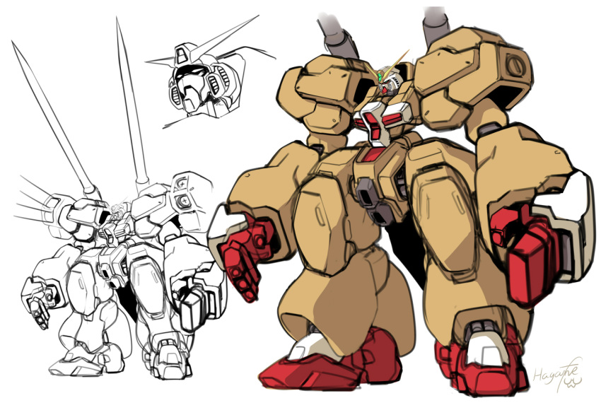 alternate_form, armor, artist_name, commentary, firing, full_body, g_gundam, grand_gundam