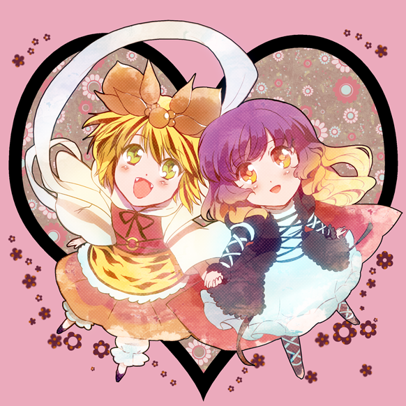:d, black_hair, blonde_hair, bloomers, blush, cape, chibi, cress