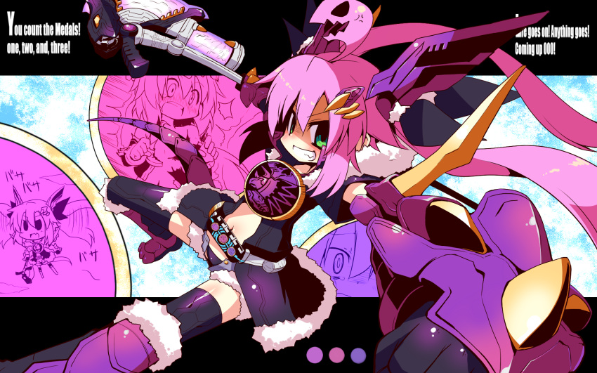 amagi_nanateru, axe, belt, boots, detached_sleeves, dinosaur, female, genderswap