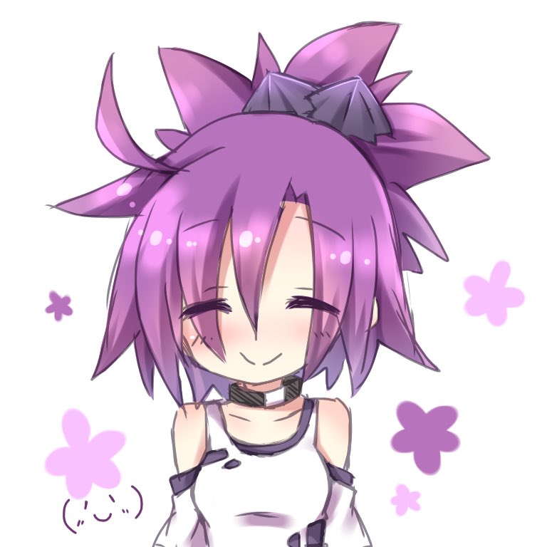 1girl, ^_^, bare_shoulders, black_choker, blush, choker, closed_eyes, detached_sleeves