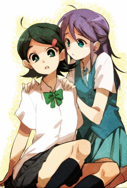 bad_id, blue_eyes, green_eyes, green_hair, inazuma_eleven, inazuma_eleven_(series), kino_aki, kneehighs