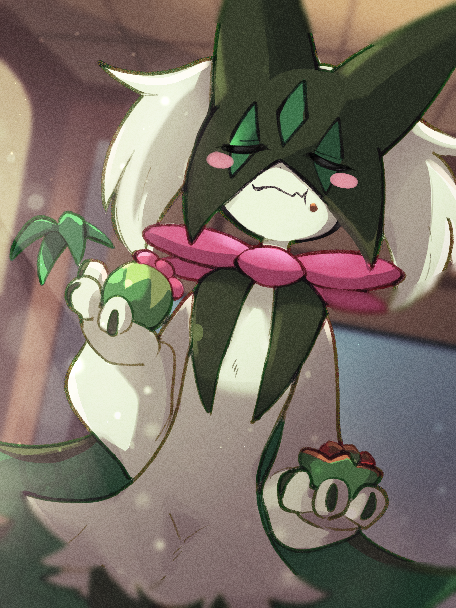 1other, :3, animal_hands, blurry, blurry_background, blush_stickers, claws, closed_eyes