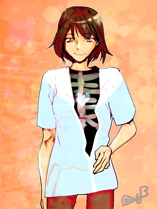 1girl, 2017, 2d, aged_up, alternate_costume, arm_at_side, artist_name, brown_hair