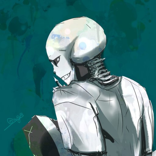 1boy, 2017, 2d, aqua_background, artist_name, back, black_pants, digital_media