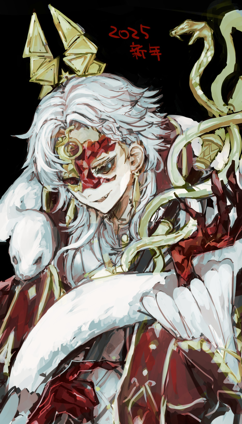 absurdres, black_sclera, blue_pupils, braid, colored_eyelashes, colored_sclera, dated, eye_mask