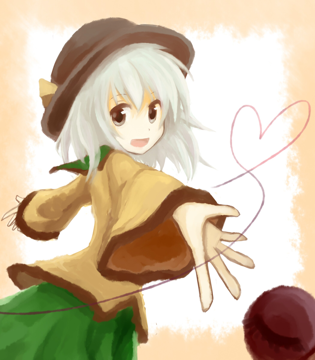 eyeball, hat, heart, heart_of_string, highres, komeiji_koishi, mugi_(banban53), open_mouth