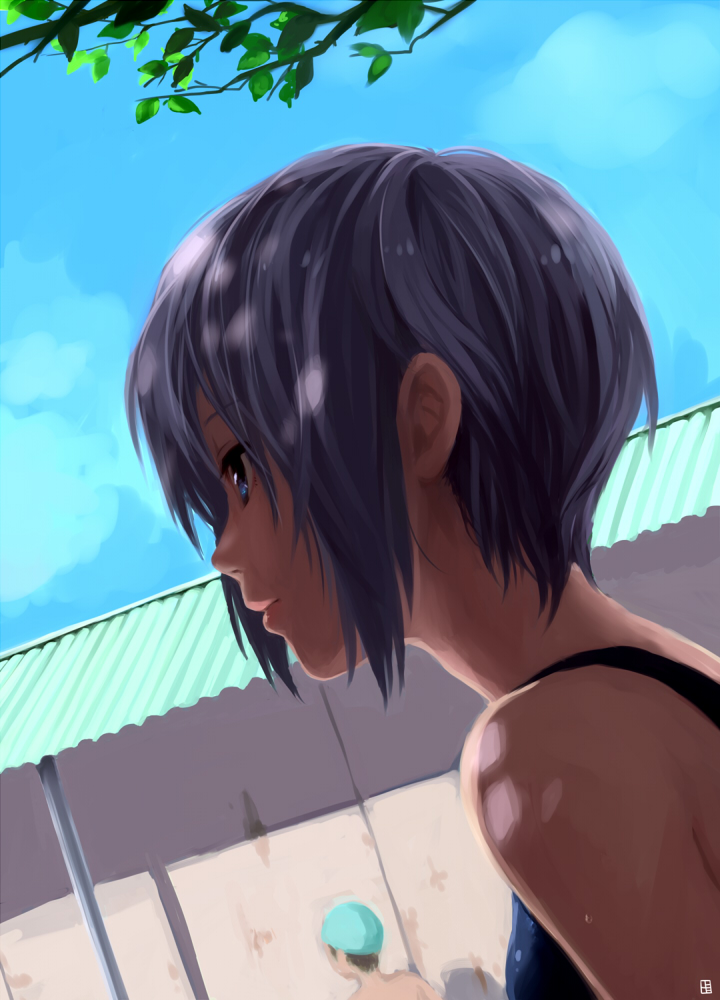 blue_eyes, endless_eight, face, grey_hair, nagato_yuki, profile, shade, short_hair
