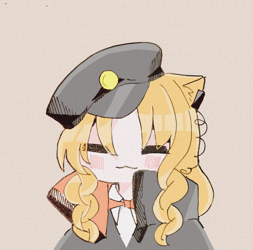 1girl, animal_ear_fluff, animal_ears, arknights, black_hat, black_jacket, blonde_hair, blush