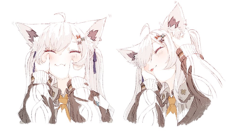 1girl, animal_ears, blue_eyes, blush, caress, caressing_cheek, fox_ears, fox_girl