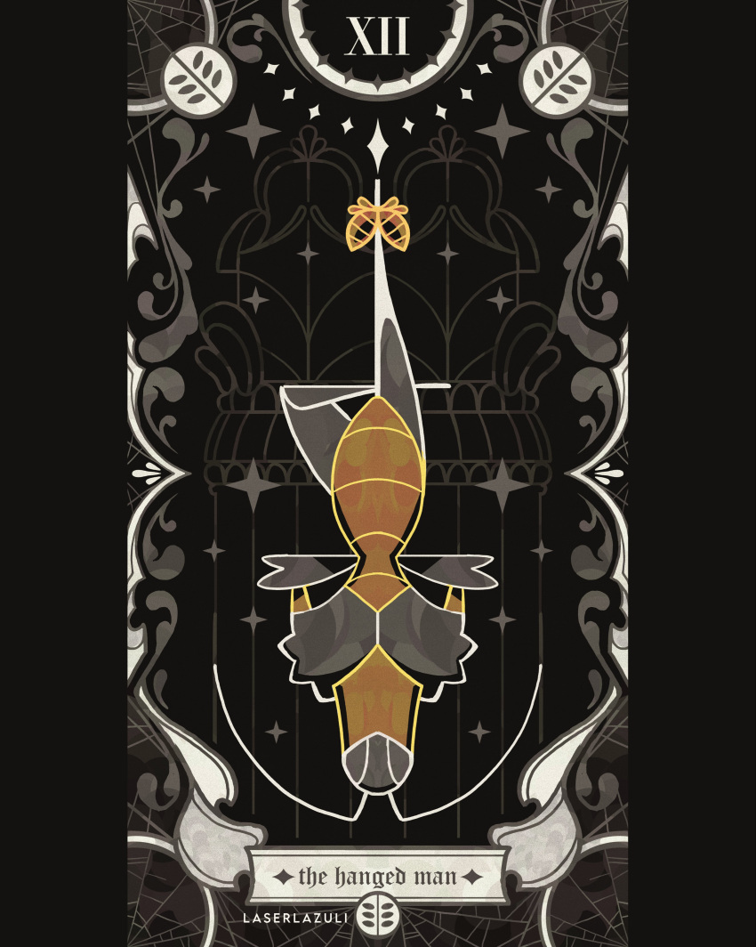 1boy, absurdres, antennae, arms_behind_back, arthropod_boy, artist_name, card_(medium), english_commentary