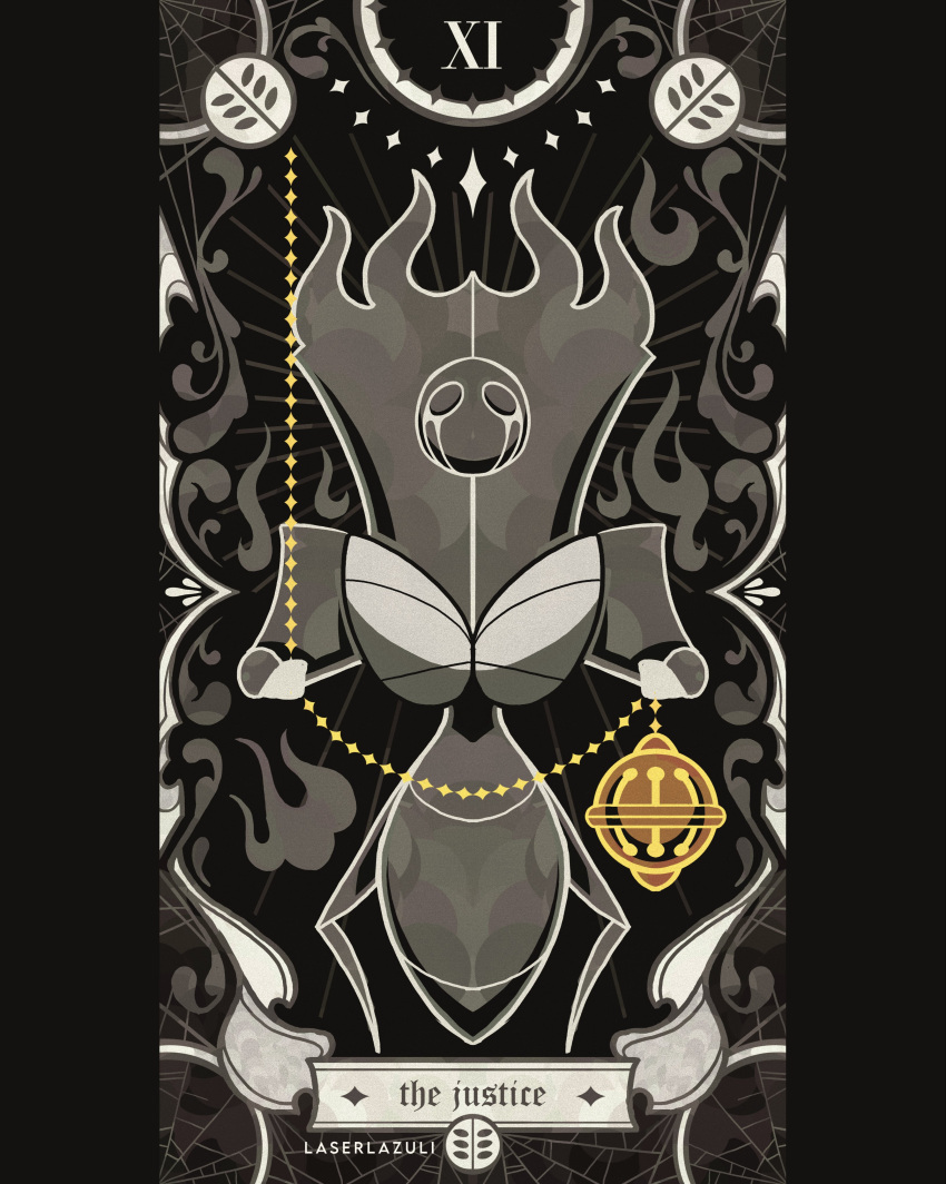 1girl, absurdres, armor, artist_name, card_(medium), chain, english_commentary, english_text