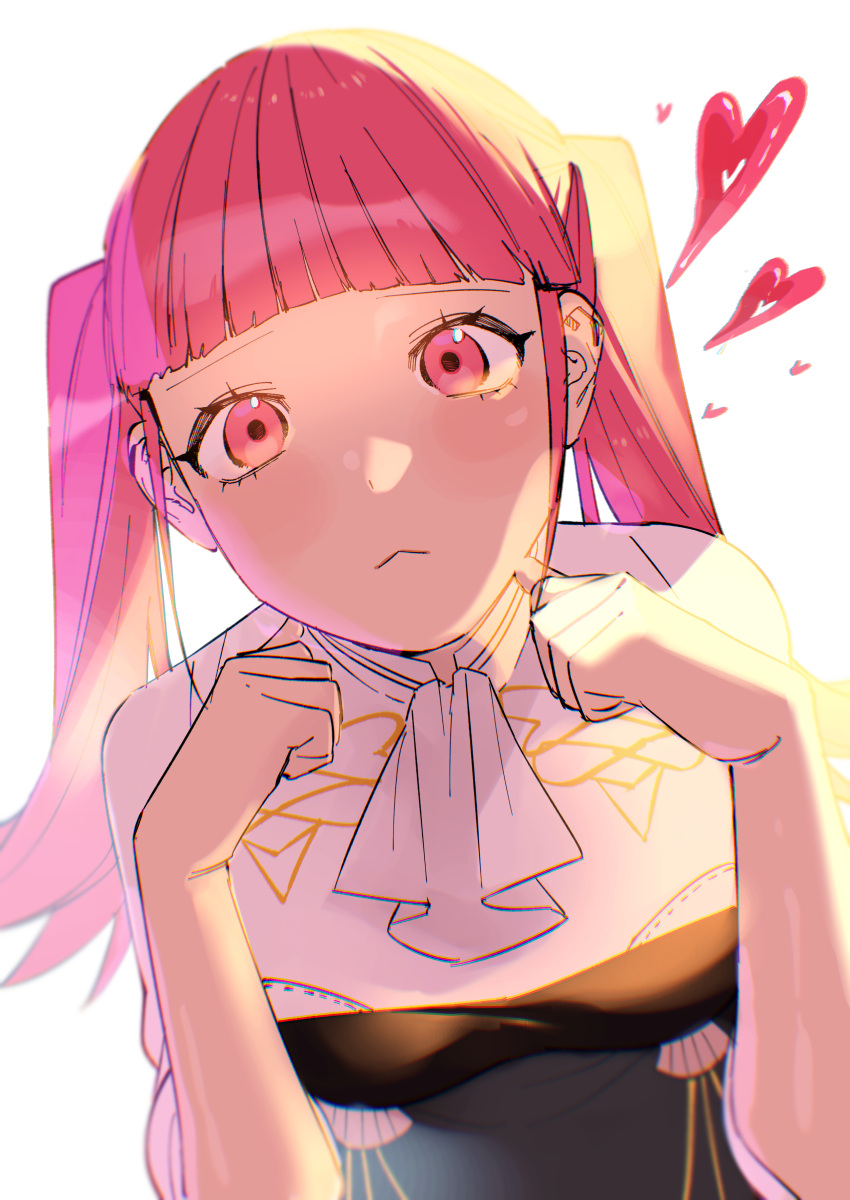 1girl, absurdres, blunt_bangs, closed_mouth, fire_emblem, fire_emblem:_three_houses, garreg_mach_monastery_uniform, highres, hilda_valentine_goneril, long_hair, looking_at_viewer, mkpj32, pink_eyes, pink_hair, solo, twintails