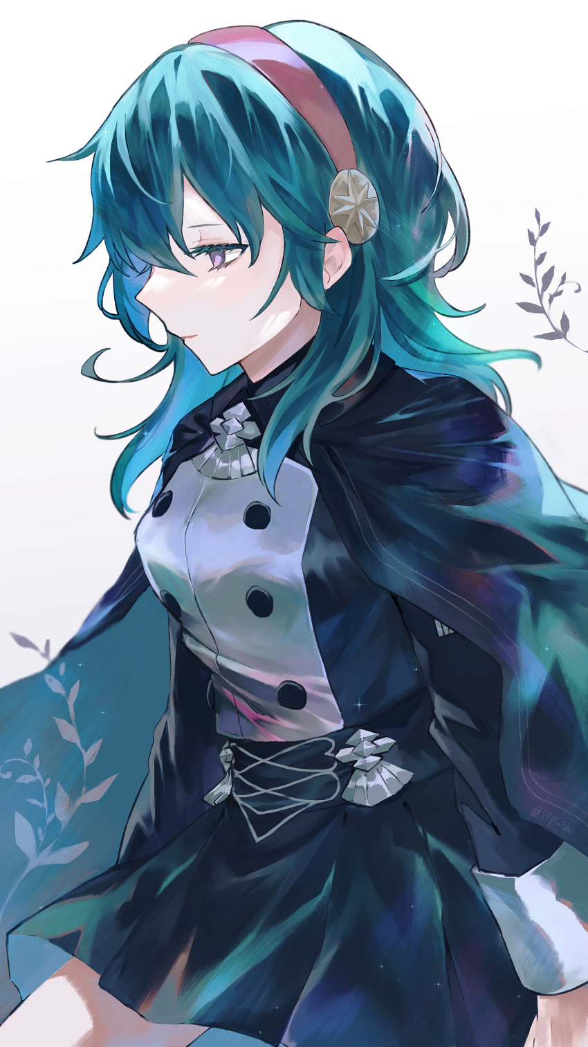 1girl, absurdres, alternate_costume, blue_eyes, blue_hair, breasts, brooch, cape