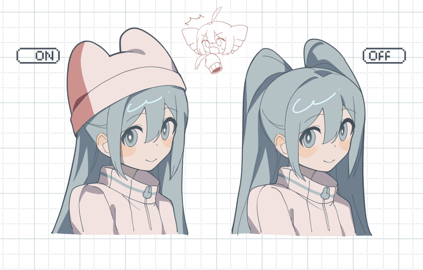 2girls, absurdres, ahoge, blue_eyes, blue_hair, blush_stickers, drill_hair, english_text