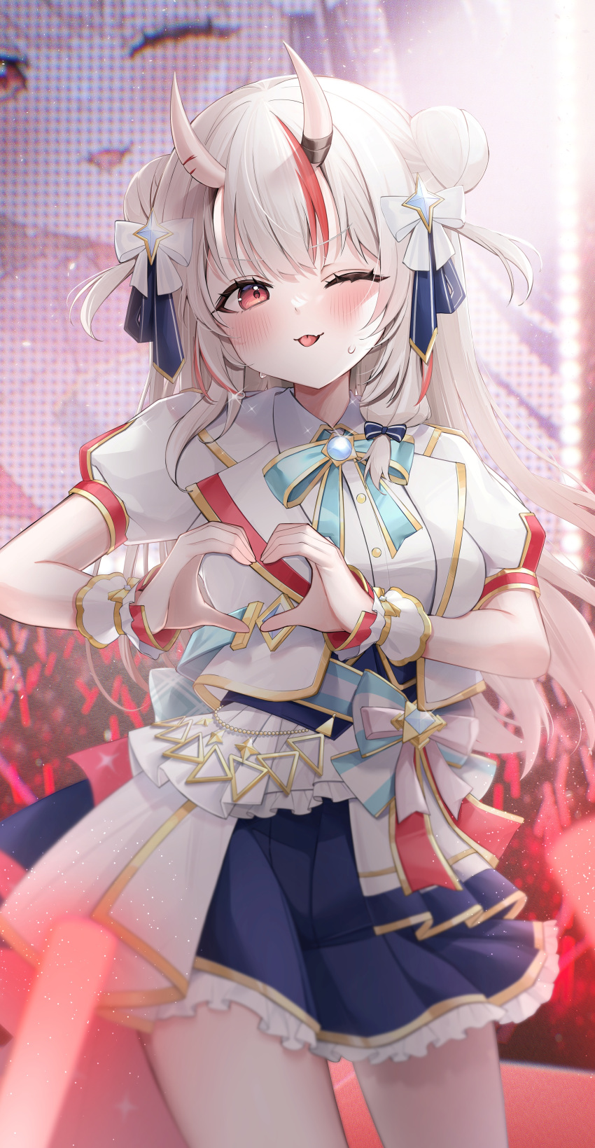 ;p, absurdres, highres, hololive, nakiri_ayame, neko_neneko, one_eye_closed, tongue