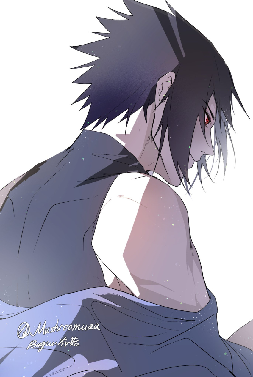 1boy, bare_shoulders, black_hair, black_shirt, blue_jacket, closed_mouth, hair_between_eyes, highres